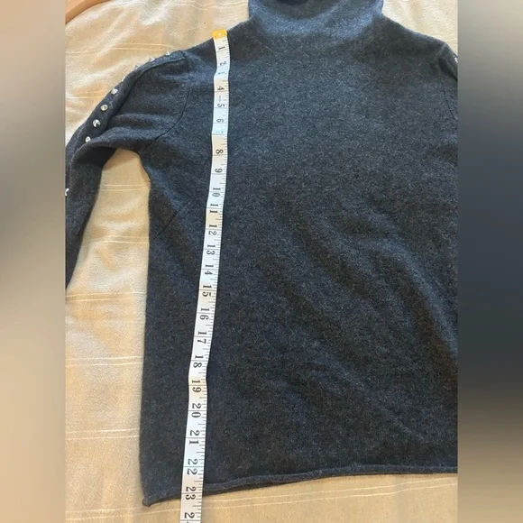 ZADIG & VOLTAIRE | dark gray wool cashmere turtleneck with studs down arms XS - Picture 12 of 12